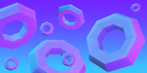 Hexagon abstract digital web background. 3d render illustration