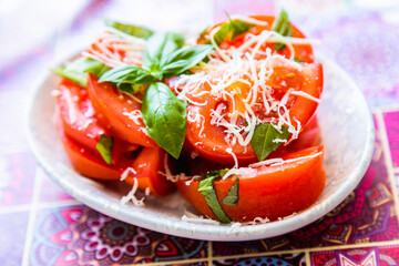 Fresh and raw tomato salad