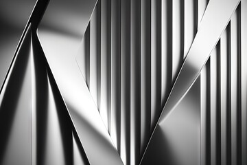 a black and white photo of a metal structure with a diagonal design on it's side and a diagonal design on the side of the wall.  generative ai