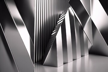  a black and white photo of a metal structure with a vertical design on the front of it and a vertical design on the back of the front of it.  generative ai