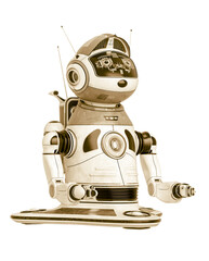 bot robot is floating on side view