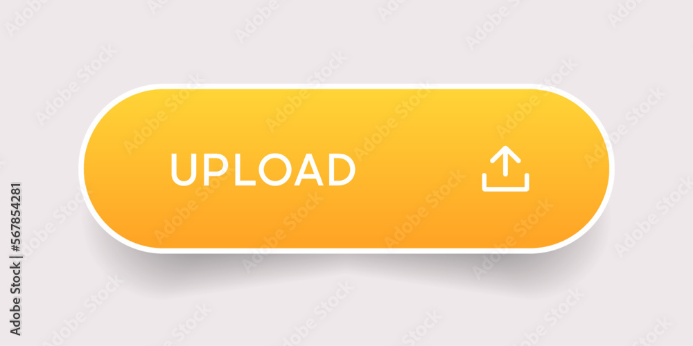 Fototapete 3D upload download button icon. Upload icon. Down arrow bottom side symbol. Click here button. Save cloud icon push button for UI UX, website, mobile application.