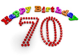 3D-Rendering Happy Birthday with big number