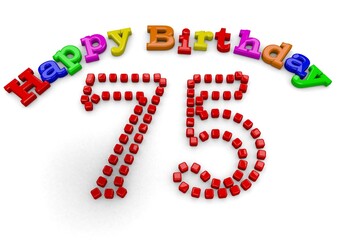 3D-Rendering Happy Birthday with big number