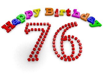 3D-Rendering Happy Birthday with big number