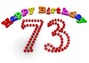 3D-Rendering Happy Birthday with big number