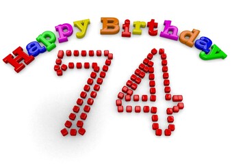3D-Rendering Happy Birthday with big number