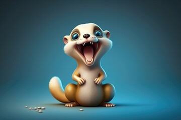 Obraz premium Cute 3D cartoon of ferret character. Generative AI
