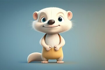 Cute 3D cartoon of ferret character. Generative AI