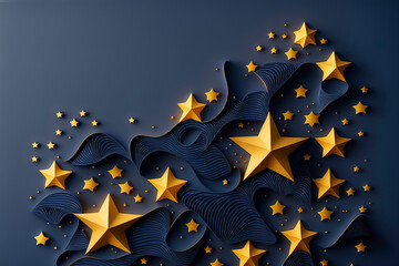 Blue background with golden stars. AI
