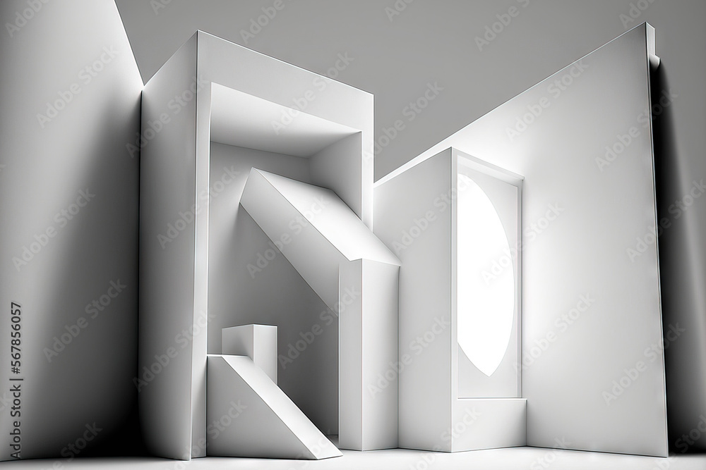 Poster design for abstract architecture. modern white background. generative ai