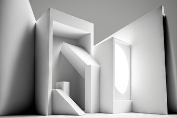 Design for Abstract Architecture. Modern White Background. Generative AI