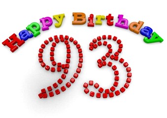 3D-Rendering Happy Birthday with big number