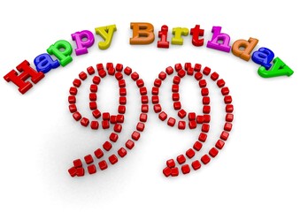 3D-Rendering Happy Birthday with big number