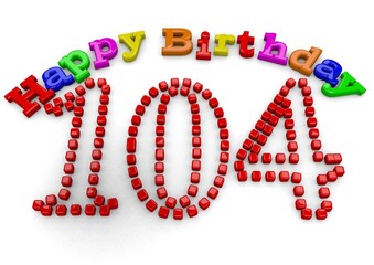 3D-Rendering Happy Birthday with big number