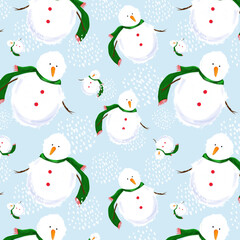 seamless pattern with snowman