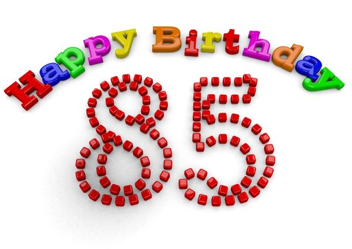 3D-Rendering Happy Birthday with big number