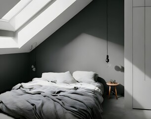  Loft style bedroom created with Generative AI technology	