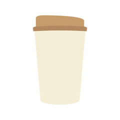 Disposable paper coffee cup. Paper cup. Isolated on white background disposable lid brown, white paper coffee cup. Vector illustration.