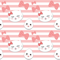 Kawaii cat kittens - adorable seamless pattern