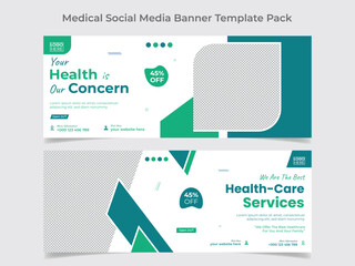Medical healthcare social media cover design and web banner design template
