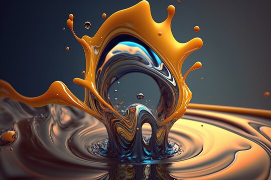 Fluid dynamics, concept of Viscosity and Pressure Gradient, created with Generative AI technology