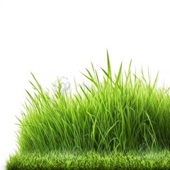 Green grass field isolated on white background, for montage product display. with clipping path garden good quality Generativ AI