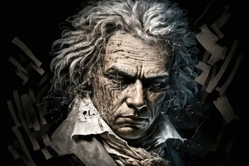 Artistic representation of beethoven, concept of Classical Music and Composer, created with Generative AI technology - obrazy, fototapety, plakaty