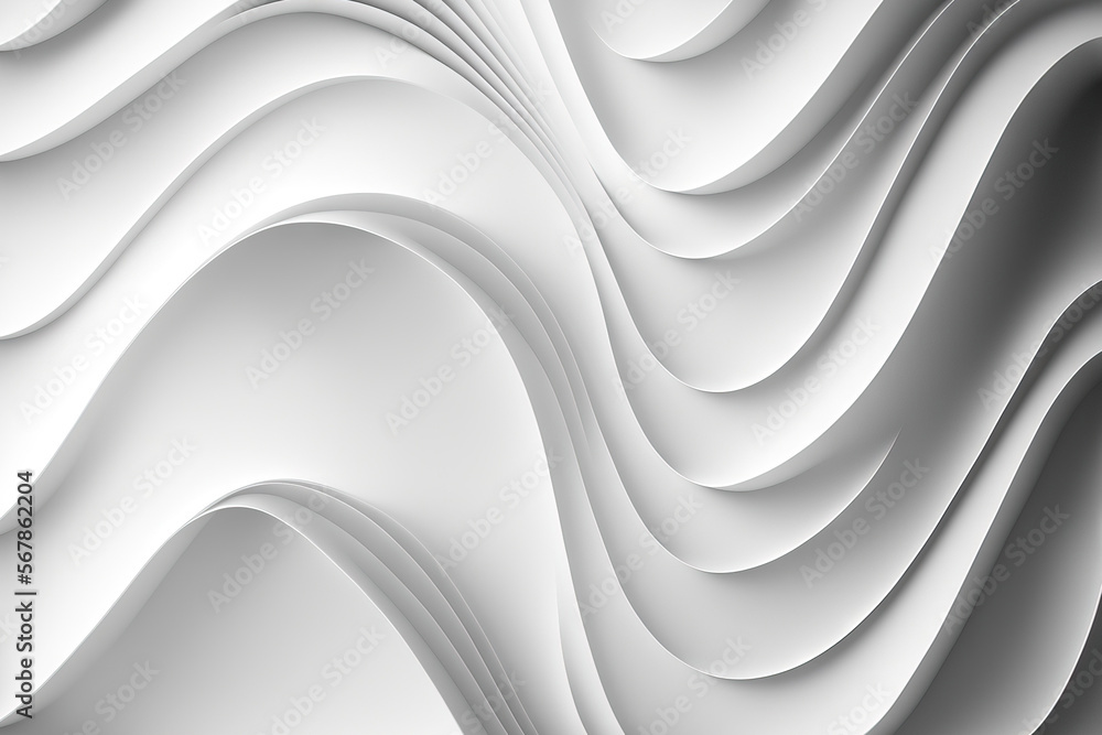 Aufkleber Background with abstract waves. White with a minimalistic texture. Generative AI