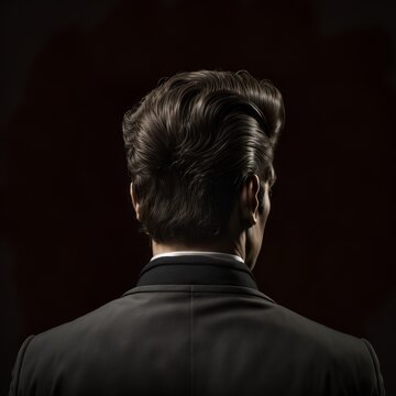 professional man hair back view with black background crissors comb hairdresser salon sample design style fashion model male Generativ AI 