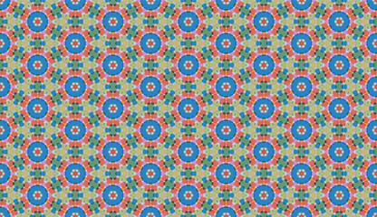 Abstract geometric flower design. Repeated seamless pattern for textile, wallpaper, wrapping paper, prints, surface design, inlay, parquet, web background or another accent etc