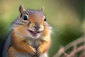 Smiling squirrel, concept of Cheerful and Playful, created with Generative AI technology