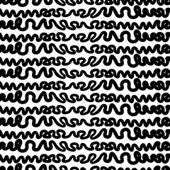 Jagged stripes seamless pattern. Curved lines ornament. Curves print. Striped background. Broken line shapes wallpaper. Linear waves motif. Wavy stripe figures. Ethnical textile print. Vector work.