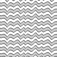 Jagged stripes seamless pattern. Curved lines ornament. Curves print. Striped background. Broken line shapes. Linear waves motif. Wavy stripe figures. Ethnical textile print. Vector artwork