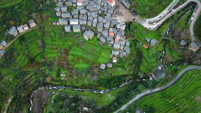 Aerial shot of Piodao the picturesque little village in Portugal.