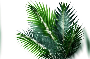 isolated tropical palm leaves on a white background. Generative AI