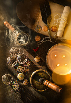 Crystals, Frankenstein incense, and journal