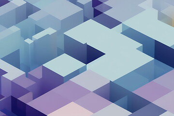 Abstract Blue Background with Geometrical Cubes Pattern, created with Generative AI technology