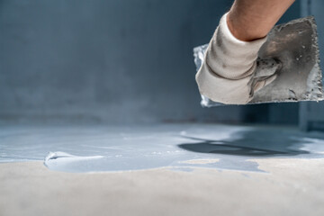waterproofing of the bathroom floor in a new building - obrazy, fototapety, plakaty