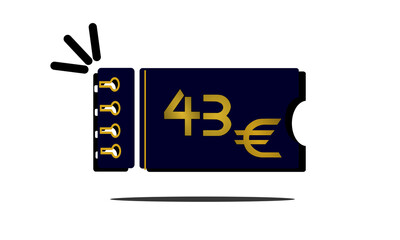 43 euro,forty three euro golden number on blue coupon