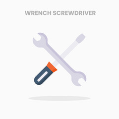 Wrench Screwdriver icon flat. Vector illustration on white background. Can used for web, app, digital product, presentation, UI and many more.
