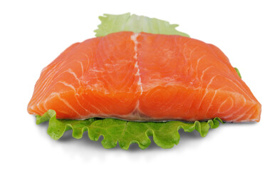 Piece of red fish isolated on white