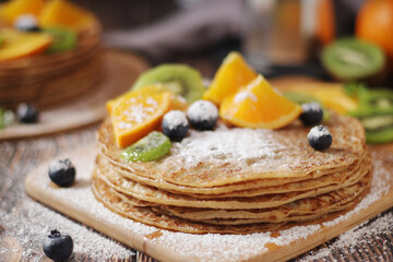 Crepes or bliny with fruit