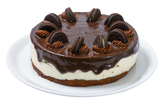Chocolate cake with biscuit stuffed decoration