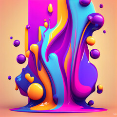 abstract ai generated background illustration of a colored floating liquid in the trend colors pink, orange, blue and violet