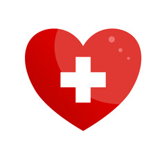 Obraz premium hea health protection - vector iconrt with a cross