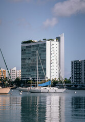 boats in the marina building Miami Beach  
