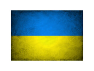 Old damaged Ukraine flag isolated on transparent layered background