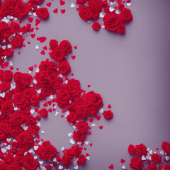 Valentine's Day Retro Background Textures - Bright Love: Red & White Hearts & Roses