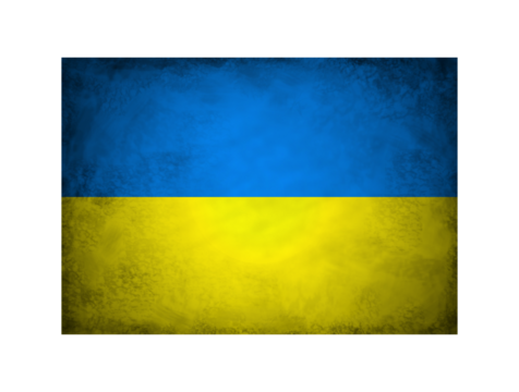 Old damaged Ukraine flag isolated on transparent layered background